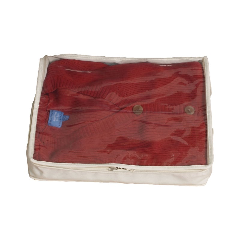 Household Essentials Lightweight Canvas Sweater Bag 2 Pack, Durable Canvas with Clear PEVA Top, 3-Sided Zipper, Perfect Fit for Shelving or Under the Bed - Image 4